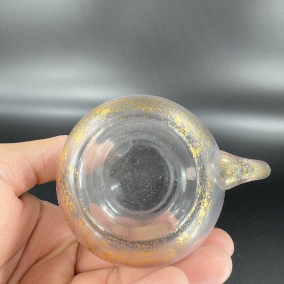 Mid Century Light Pink Glass Pitcher Carafe Miniature With Gold Flecks All Over - Picture 7 of 16